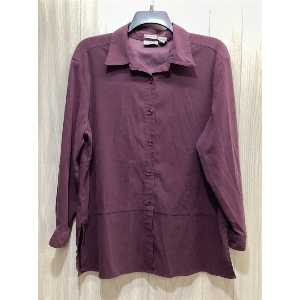 APPARENZA Women's (Size 1X) Long Sleeve Collared Button Down Shirt *Stain*